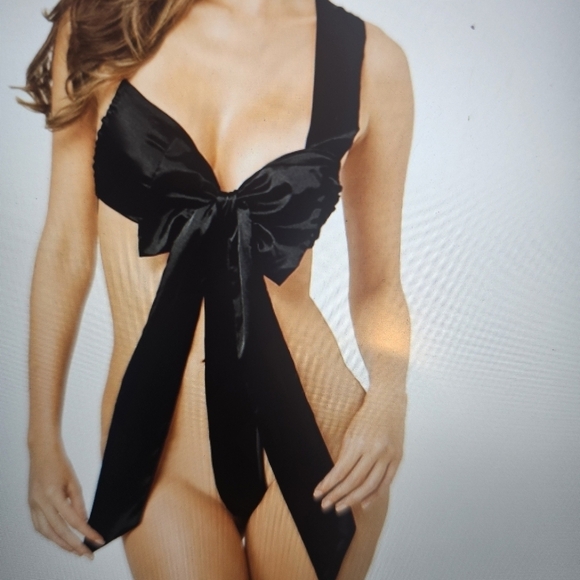 NEW Walmart Lingerie: Black Ribbon Body Suit, Free Size/One Size - Picture 3 of 3